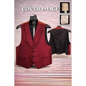 Vintage Manzoni Vest Red Black Polka Dot Leather‎ Trim Western Size M